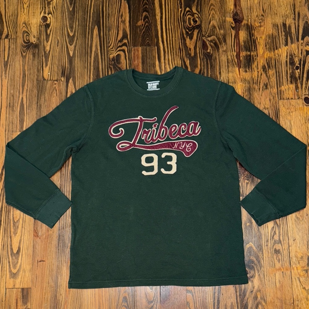 Old Navy Dark Green Waffle Knit Top
